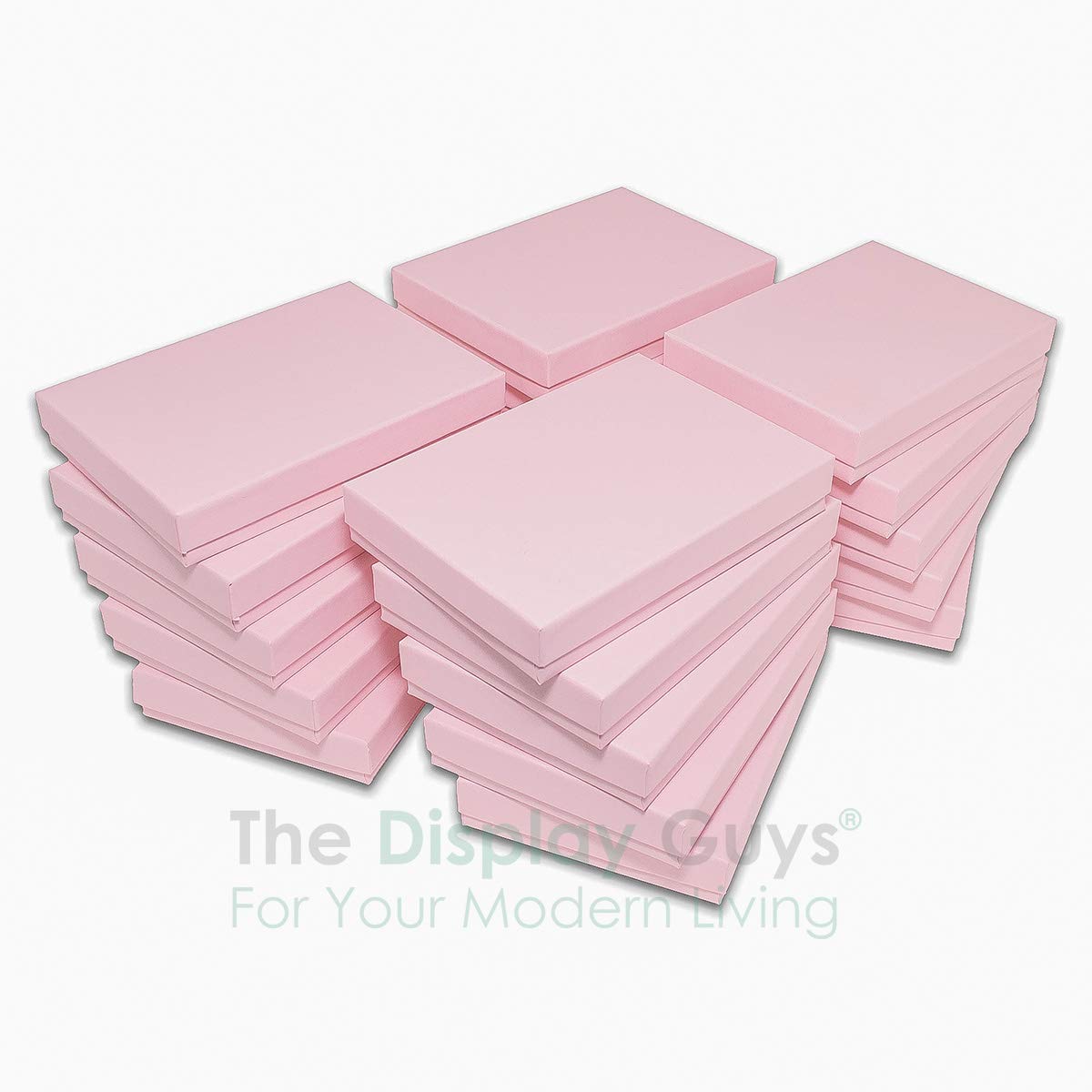 TheDisplayGuys - 25-Pack #65 Cotton Filled Cardboard Paper Jewelry Boxes Gift Case - Pastel Pink (6.2" x 5.2" x 1.1") - for Shipping or Storage