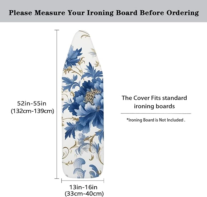Blue Flowers Ironing Board Cover Thick Soft Ironing Board Protector