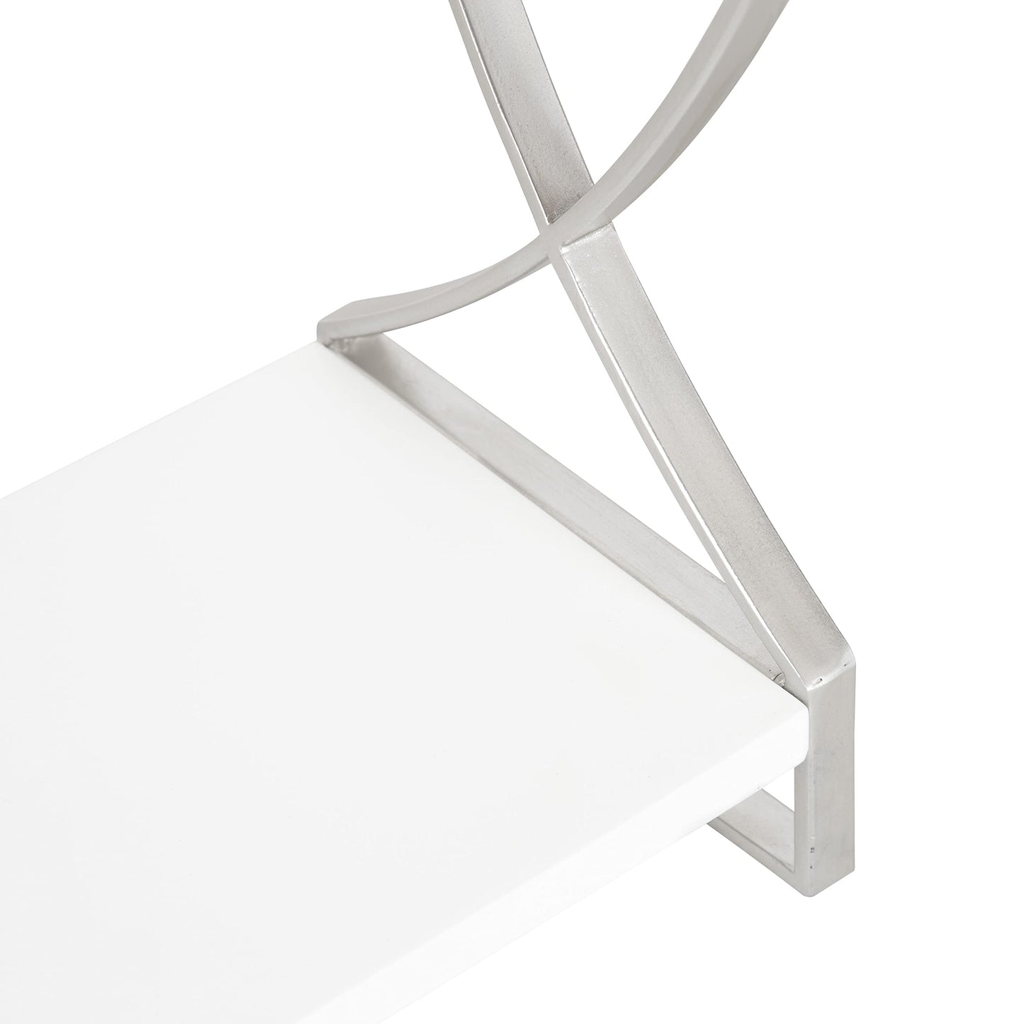 Kate and Laurel Arietta Modern Glam 3-Tier Wood and Metal Shelf; 18 x 7 x 28; White and Silver; Chic Contemporary Storage and Decor