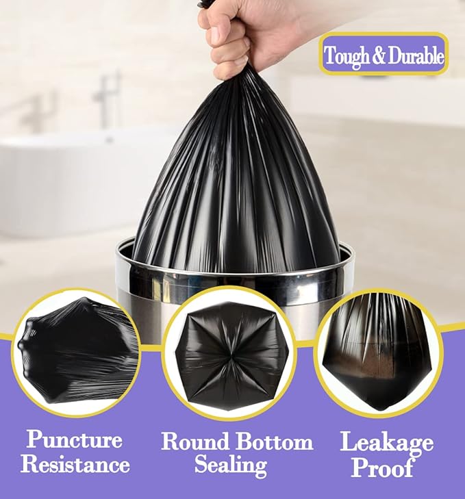 Hommaly 3 Gallon Small Black Trash Bags, Leakproof and Strong, and More