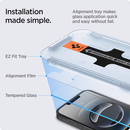 Spigen Tempered Glass Screen Protector [GlasTR EZ FIT] designed for iPhone 14 Pro Max [Case Friendly] - Sensor Protection / 2 Pack