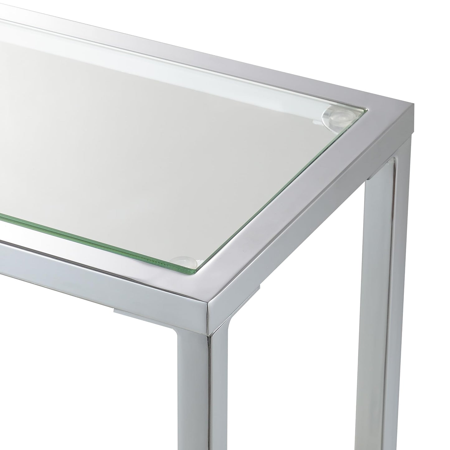 Convenience Concepts Nadia Chrome Entryway Table 31.5" - Contemporary Modern Sofa Console Table with Storage Shelf, Narrow Minimalist Hall Table for Living Room, Bedroom, Bathroom, Glass/Chrome