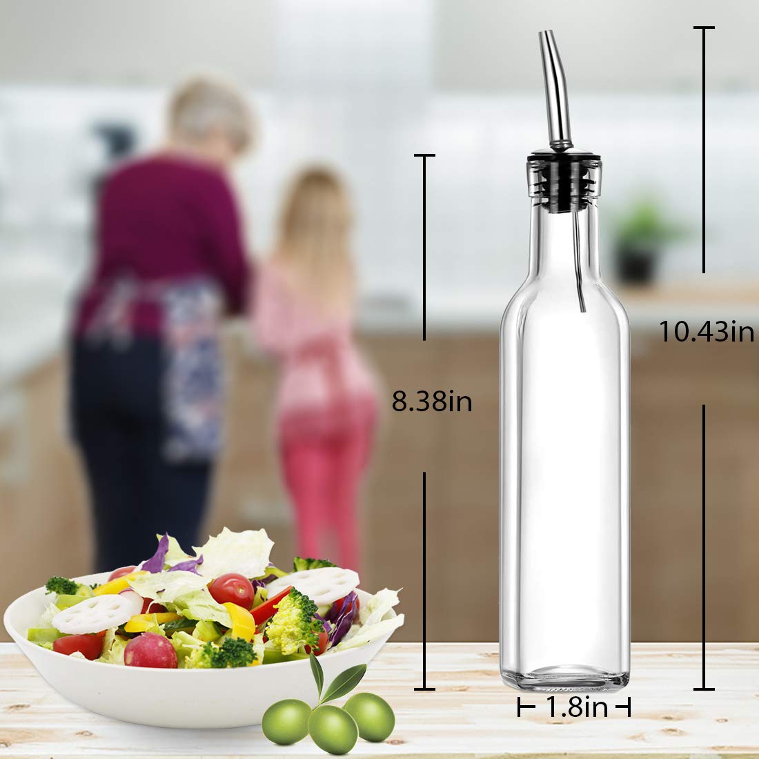 Gusnilo 8 oz Olive Oil Dispenser Olive Oil Dispenser Bottle Syrup Dispenser Oil and Vinegar Dispenser Set Oil Bottles for Kitchen 250ml with Pour Spouts and Funnel 2PCS