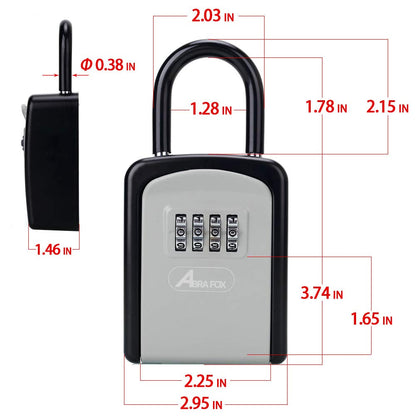 ABRA FOX Key Lock Box, Combination Lock box with Code for House Key Storage, Combo Door Locker (Black-1pack)