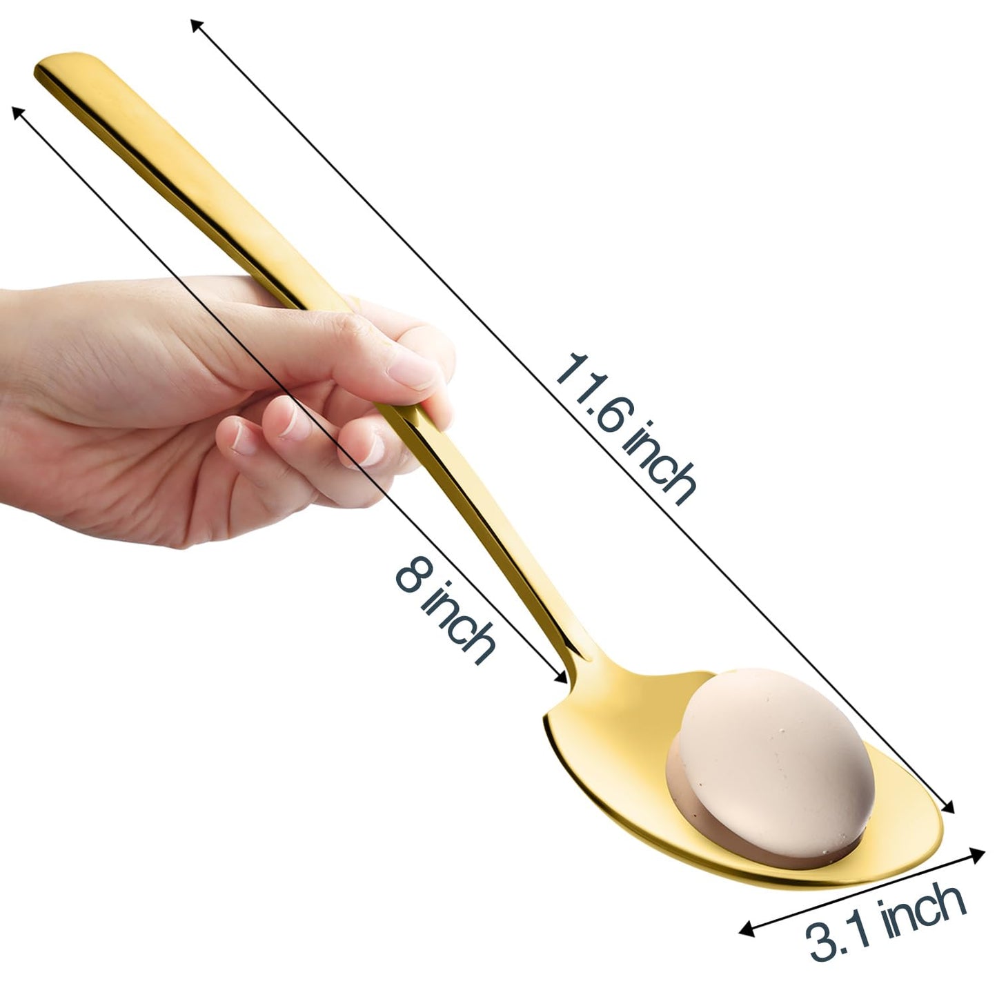 Large Serving Spoons Set Stainless Steel 12 Inch Slotted Spoon and Serving Spoon Serving Utensils for Buffet Catering Dishwasher Safe(1 Spoons, 1 Slotted,Gold)