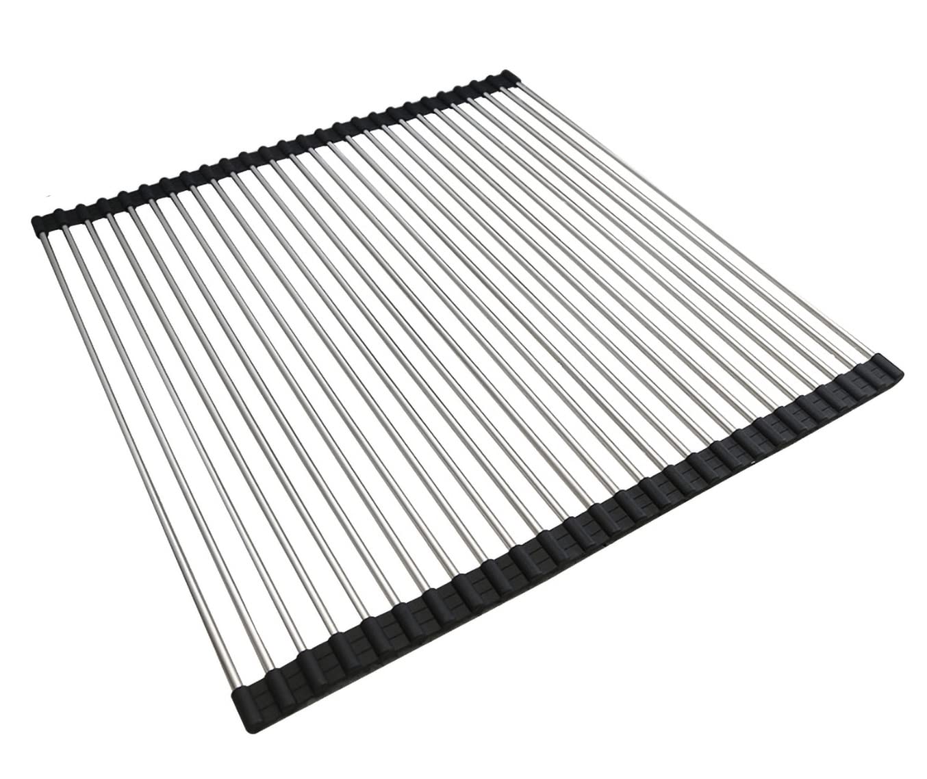 Ahyuan Roll up Dish Drying Rack Over The Sink Kitchen Roll up Sink Drying Rack Portable Dish Drainer Foldable Dish Drying Rack (Warm Gray, 17.8''X17'')
