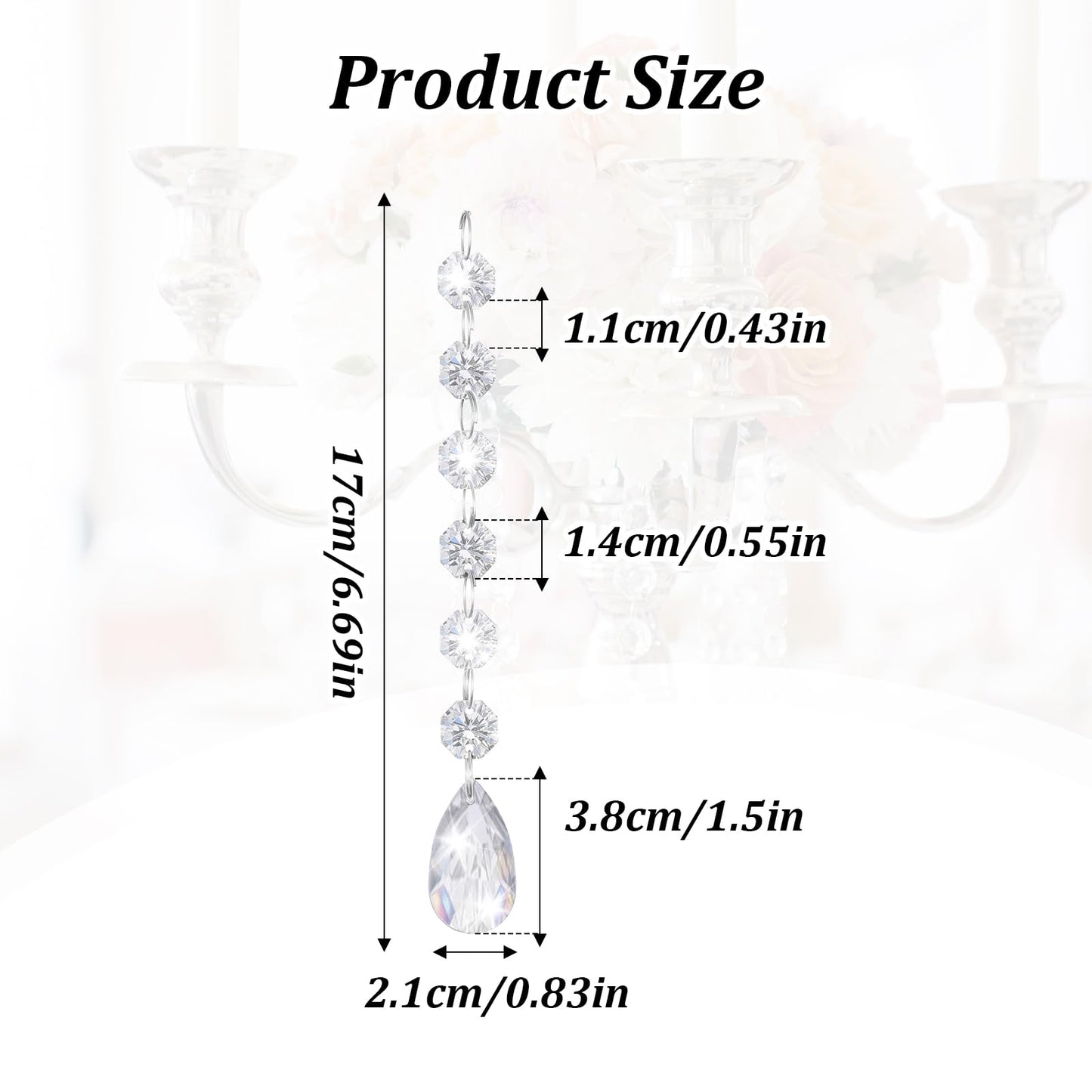 100 Pcs Chandelier Crystals Replacement Clear Acrylic Hanging Teardrop Ornaments Christmas Tree Ornaments Hanging Crystals for Centerpieces Chandelier Lamp Suncatcher Window Home Decoration(Classic)