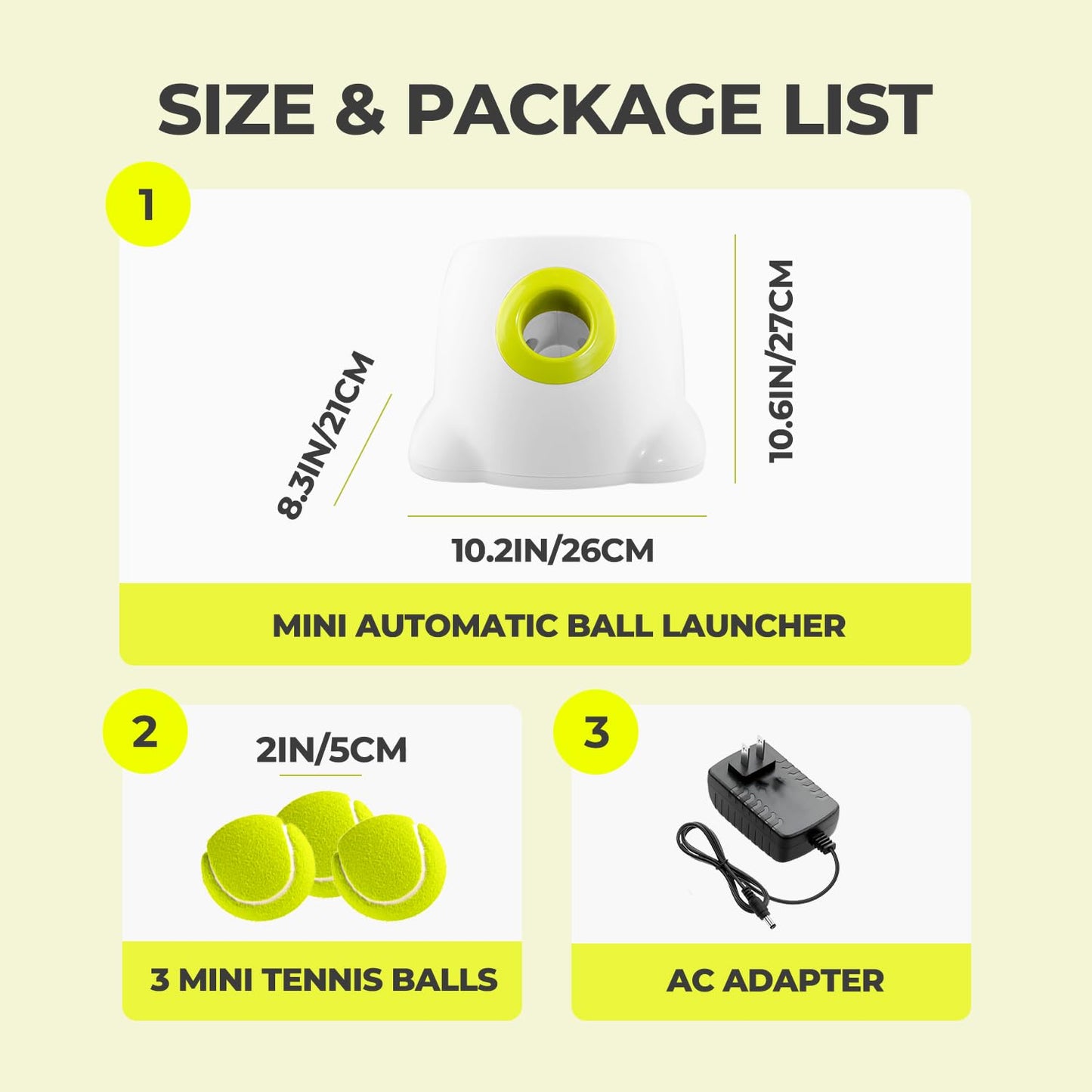 ALL FOR PAWS Automatic Dog Ball Launcher, Interactive Dog Tennis Ball Thrower, Interactive Puppy Pet Fetch Toy, Mini Dog Ball Throwing Machine for Small and Medium Dogs, Includes 3pcs 2" Tennis Balls