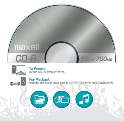 Maxell 648200, Premium Quality Noise free Surface Playback Recordable CDs 700Mb Storage – 2x to 48x, Write Speed 80 minutes - Blank CDs, CD Storage & Reusable Spindle Case Holder – 100 Pack