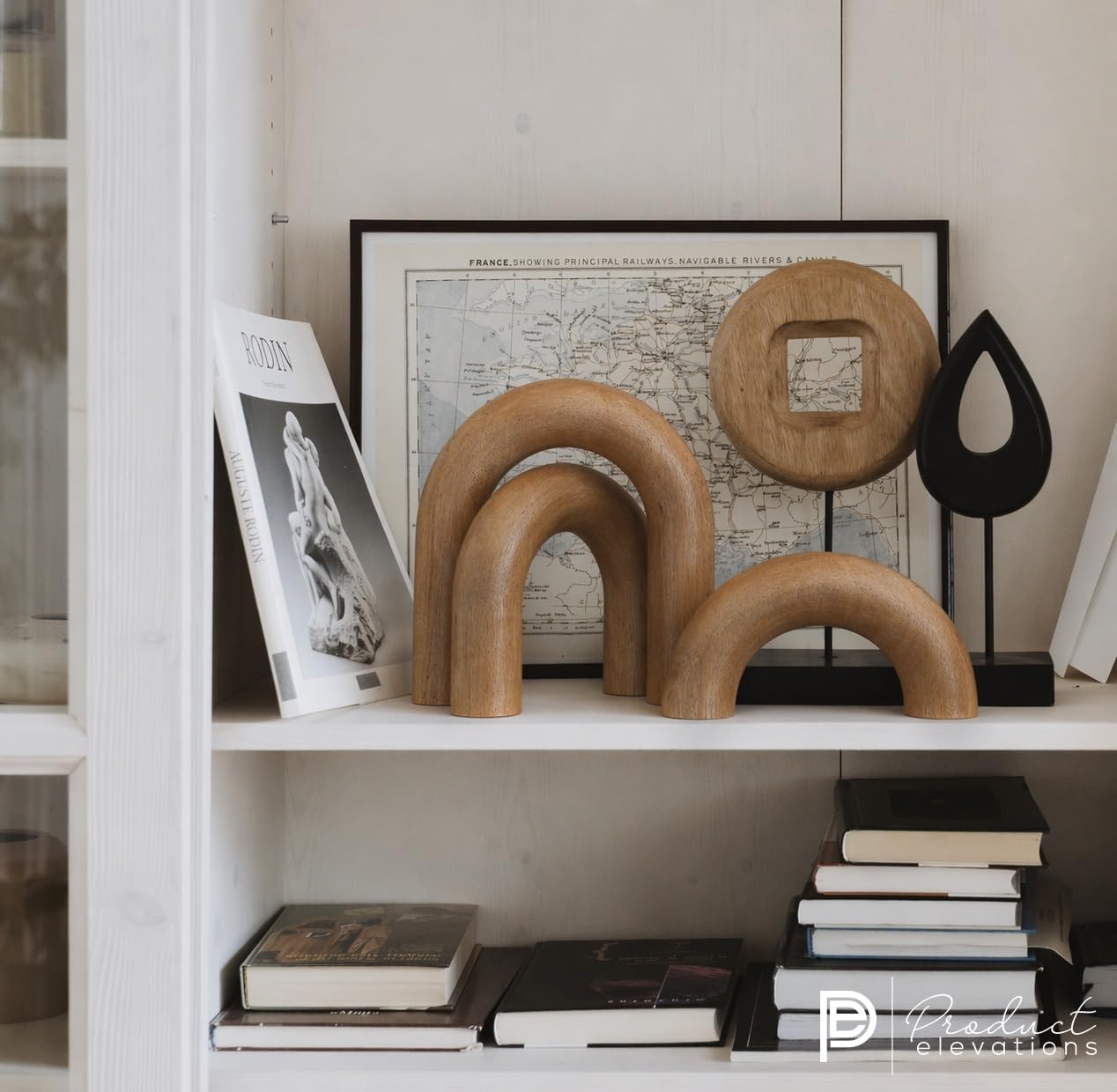 Product Elevations Wooden Arch Decor Set of 3 - Shelf Decor Aesthetic for Coffee Tables, Consoles, Bookcases, & Entryways - Scandinavian & Japandi Home Decor Accents - Wood Decorative Objects