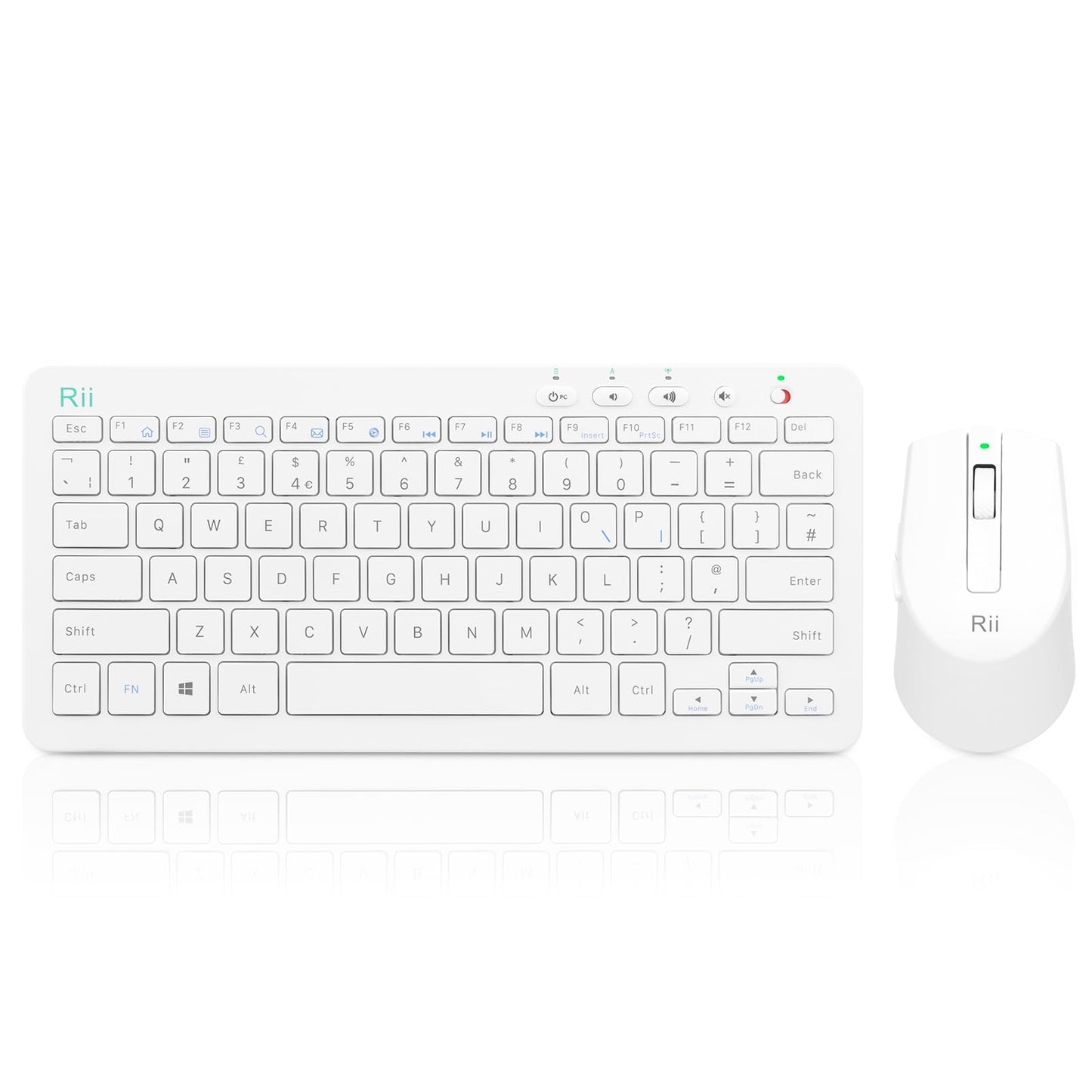 Wireless Keyboard and Mouse Set, Keyboard and Mouse with Ultra-slim Size UK Layout Compatible with PC, Laptop, Computer, Windows for Office Home Work-White