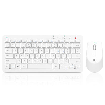 Wireless Keyboard and Mouse Set, Keyboard and Mouse with Ultra-slim Size UK Layout Compatible with PC, Laptop, Computer, Windows for Office Home Work-White