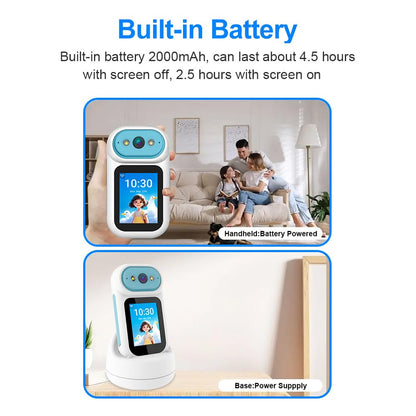 Video Calling Handheld Security Camera Indoor,Nanny Camera Baby Camera Pet Camera,2-Way Video Call 350°Pan Cameras for Home Security,Move Tracking,Alarm Push 1080P 2.8inch Screen,Night Vision
