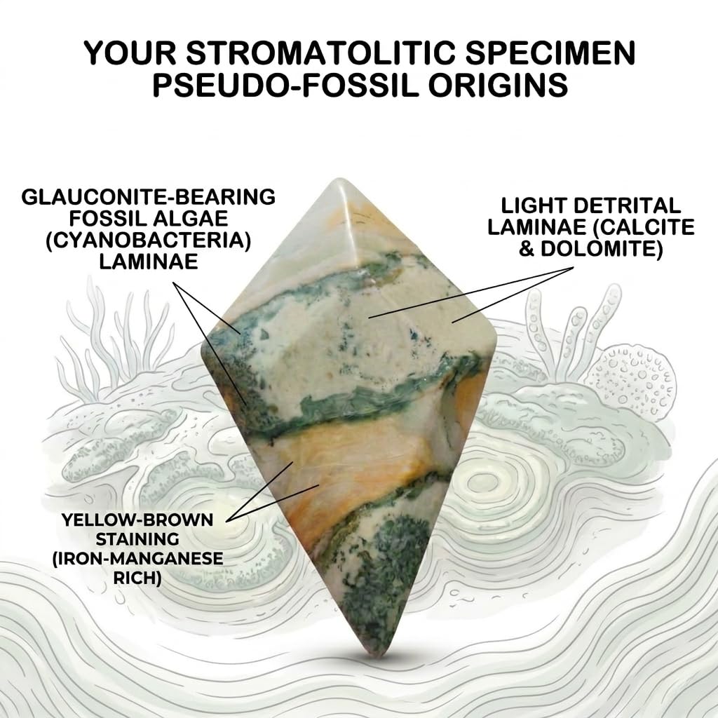 Crystal Healing Nature Stromatolite Fossil Gemstone, 1.8 Billion Year Old Natural Algae Ancient Stone, Obelisk Tower-Shaped Crystal, Natural Crystal Gifts for Altar Decor and Spiritual Protection.