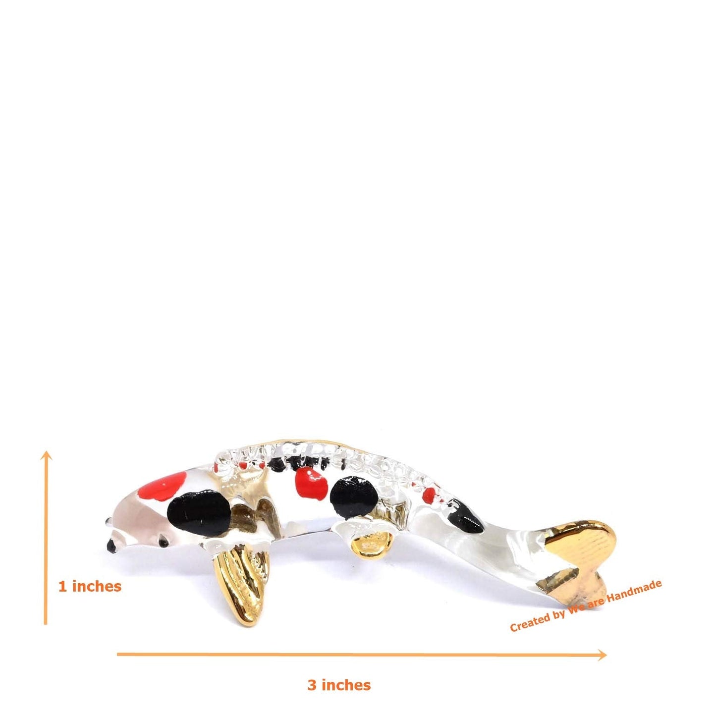 Handmade Mini 3" Koi Fish Carp Figurine Art, Cool Stuff, Miniature Animals, Home or Garden Decor Gift Ideas (Kanako Sanke Style)