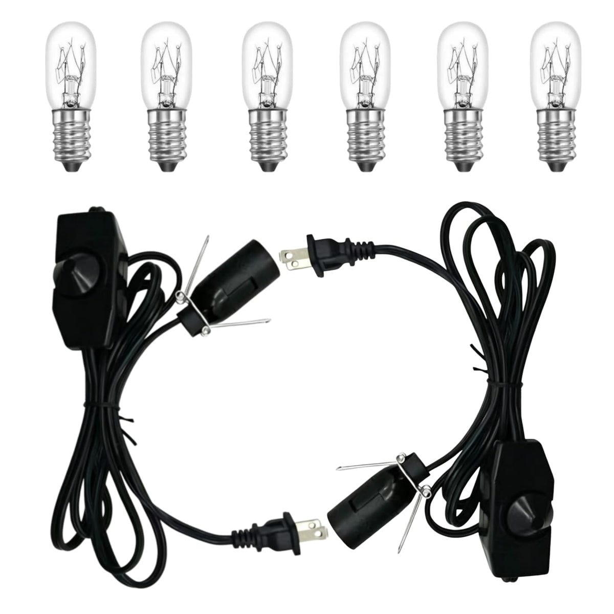 JIEOADOU Himalayan Salt Lamp Cord, with Dimmer Switch,Christmas Bulb, Cord with Dimmer Control and Base Assembly,6 Feet,2-Pack for Himalayan Salt Lampsand with 6 Free 15Watts Bulbs for Salt Lamp