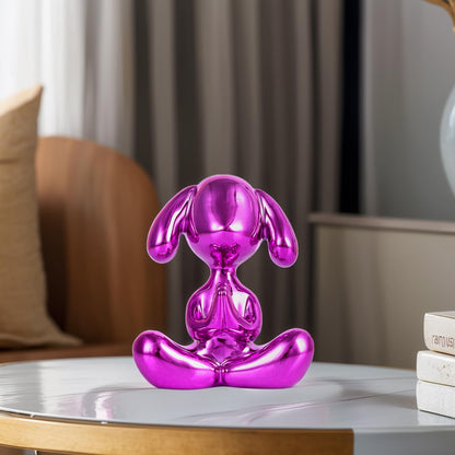 Purple Balloon Dog Statue in Meditation Pose - Small Balloon Dog Decor, Cute Preppy Room Ornament for Shelf, Desk, Vanity, Entryway or Office, Figurine Gift for Teen Girls, Clean Girl Room Aesthetic