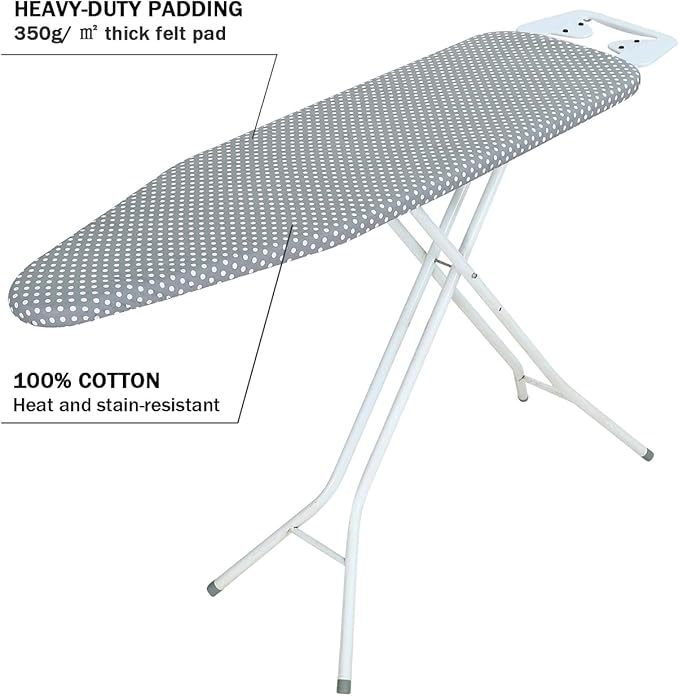 Ironing Board Cover and Pad Standard Size 15 x 54, 3 Pairs of Hook and Loop