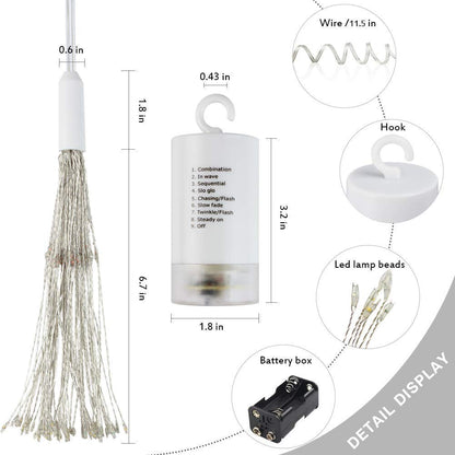 FOOING 6 Pack Firework Lights led Copper Wire Starbursts String Lights 8 Modes Battery Operated Fairy Lights with Remote,Decorative Hanging Lights for Party Patio Bedroom Christmas Decoration