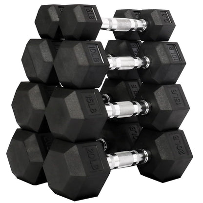 Fitvids Premium Rubber Coated Hex Dumbbell Weight Set, Multiple Packages