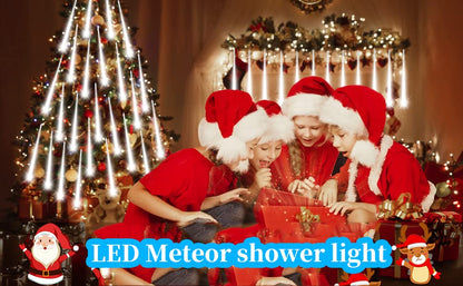 Roytong Meteor Shower Lights - 20 Inch 10 Tube 540 LED High Brightness Falling Rain Icicle Cascading Lights for Xmas Tree Roof Eaves Patio Decor (Can Connect 100 Sets)