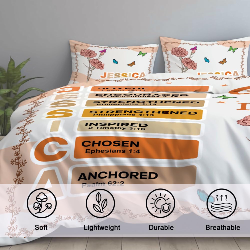 ONPRINTS Christian Bedding Set – Inspirational Bible Verse Comforter – Religious Bedding for Women, Faith Gift for Mom, Daughter, Sister, Birthday & Religious Gifts (God Says I am #2)