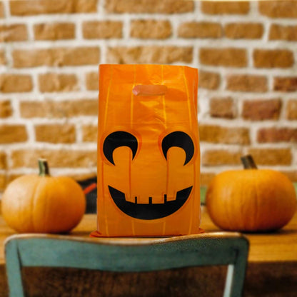 Lulu Home Halloween Jack O Lantern Bags, Plastic Goodie Bags for Trick Or Treat, Party Favor Bags, 72PCS
