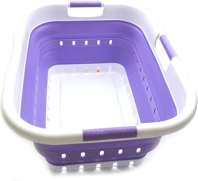 SAMMART 41L Collapsible 3 Handled Plastic Laundry Basket