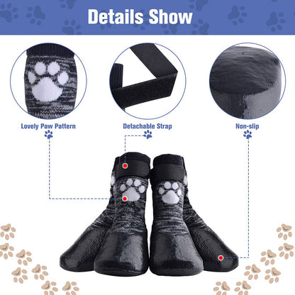 HOMIMP Dog Socks Anti Slip with Straps Traction Control Waterproof Paw Protector,L