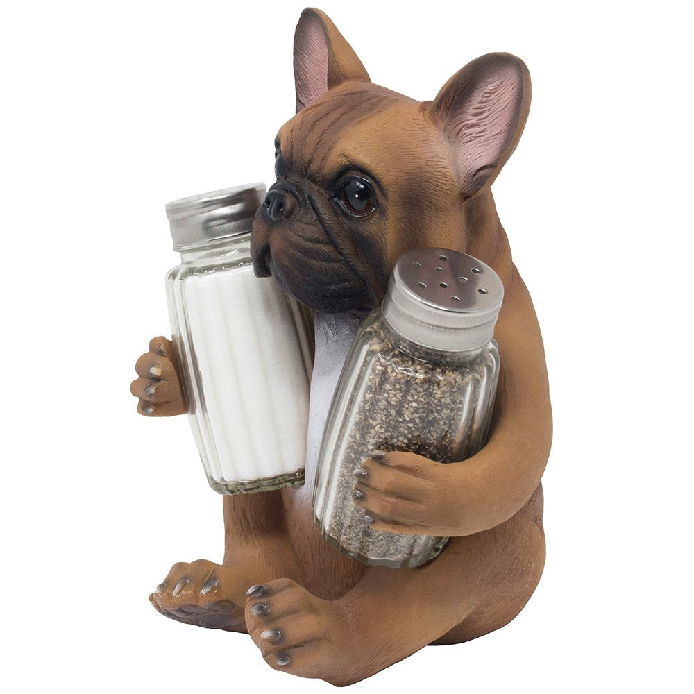 Home 'n Gifts French Bulldog Salt and Pepper Shaker Set, Resin, Brown, Shaker Set