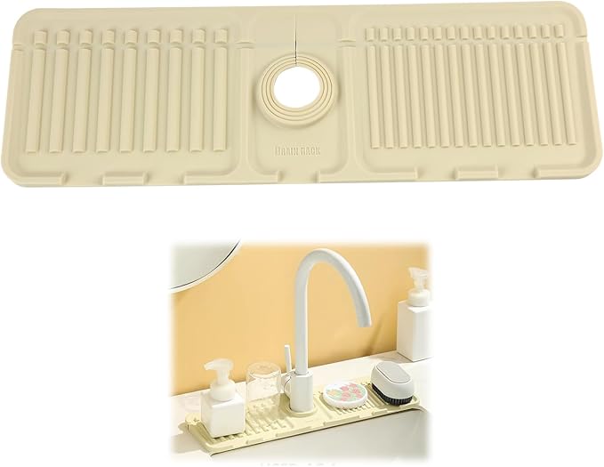 Faucet Mat for Kitchen Sink Splash Guard, 17.5"X5.5" Silicone Sink Splash Guard
