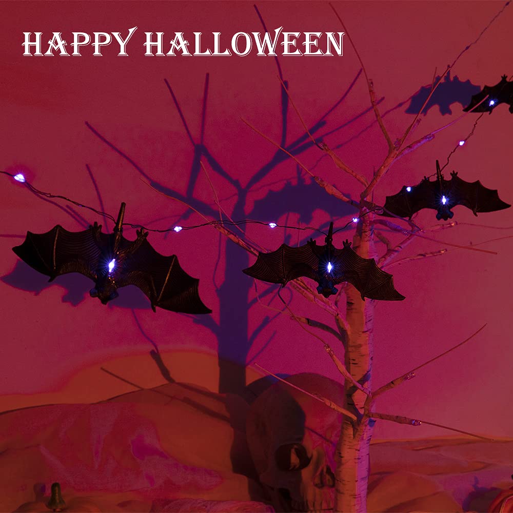 BOHON Halloween Lights String 30 LEDs Bat Fairy Lights with Remote 12 Lighting Modes Battery Operated String Lights for Outdoor Indoor Party Patio Halloween Decoration