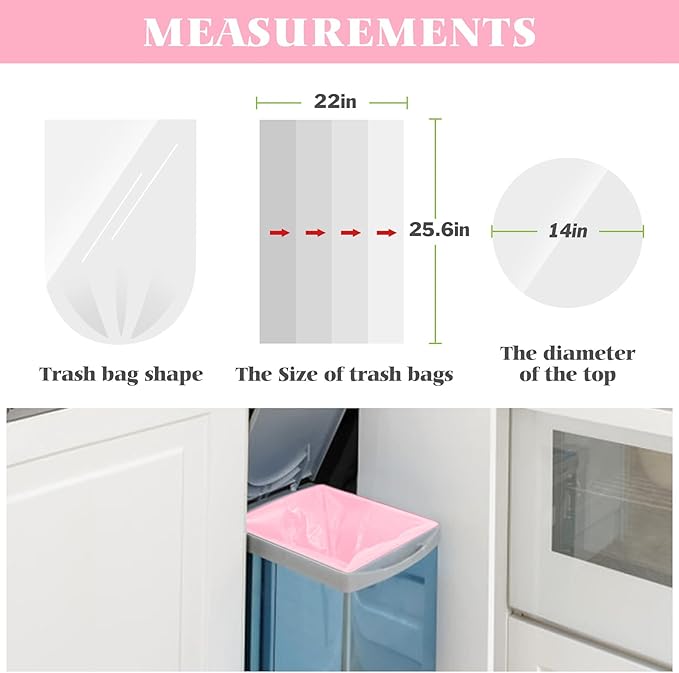 8 Gallon 200 Counts Clear Colorful Trash Bags Kitchen Garbage Bags by Teivio
