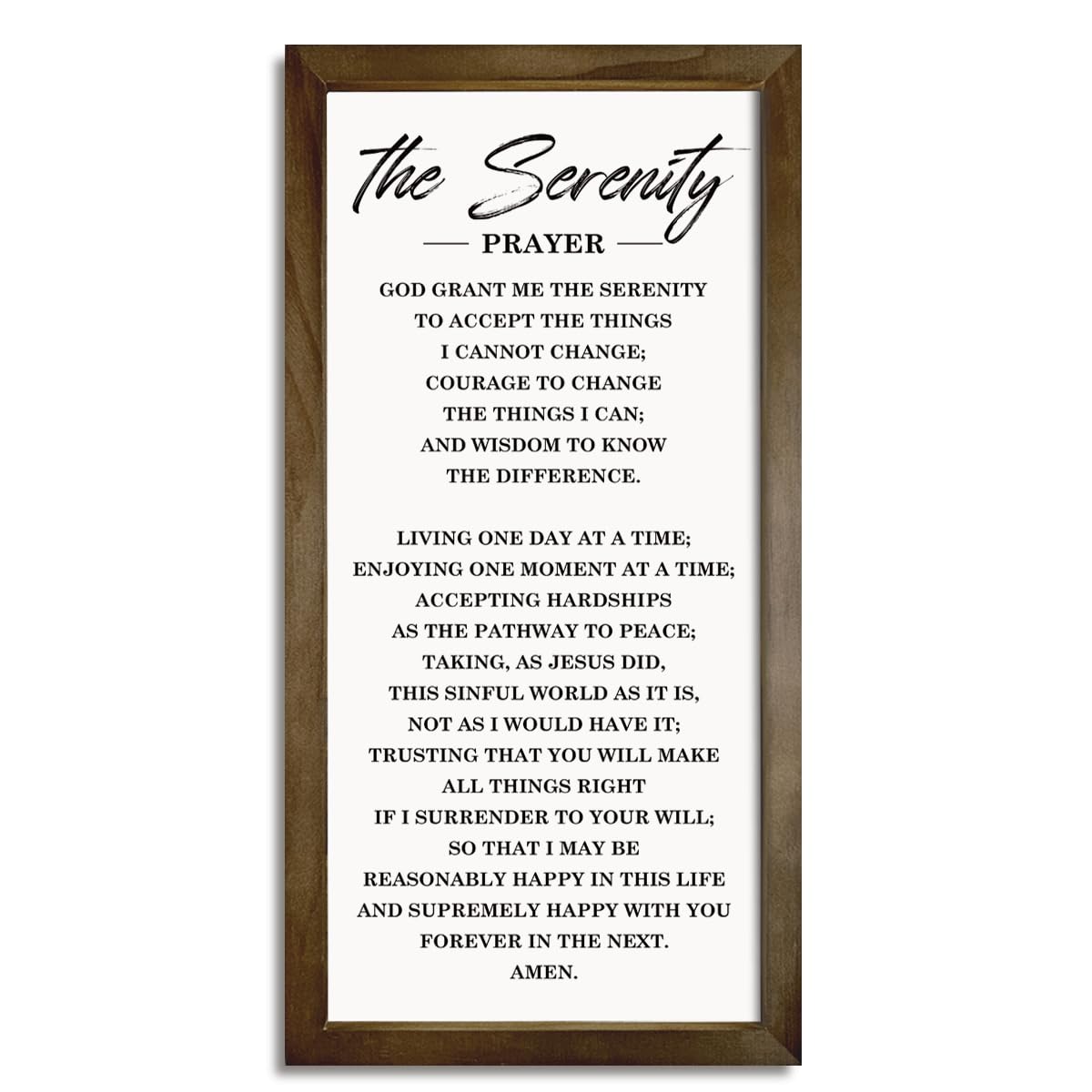 Christian Wall Decoration, Motivational Decor Signs, Farmhouse Wood Framed Sign 15×7.5×0.3 inches, Religious Home Decor, Church Room Wall Art, The Serenity Prayer Sign