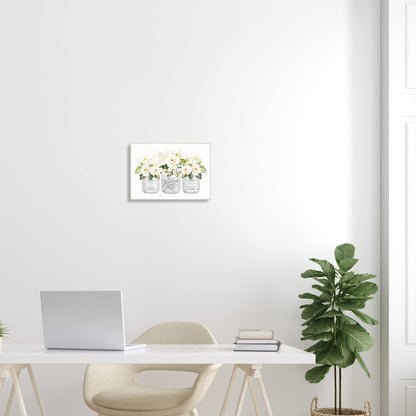 Stupell Industries 'White Roses Blooming Country Rustic Candle Jars ', Wall Plaque Art, 15 x 10 Inches, Easy to Hang and Sturdy, Made in USA, by Lettered and Lined