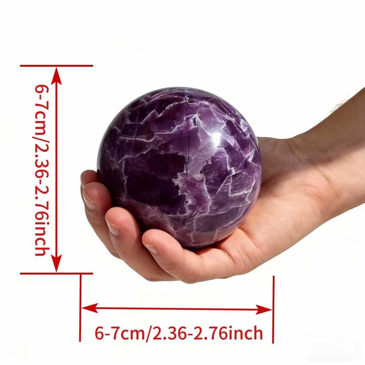 AierCrystal Natural Stone Crystal Sphere Feng Shui Home Decoration Ball Positive Energy Scrying Orb for Meditation Tool for Spiritual Space Purification Globe Diameter6-7cm Amethyst Sphere