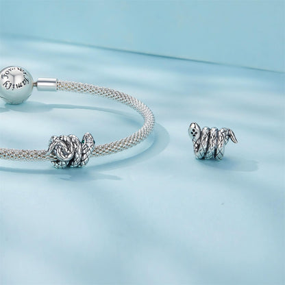 VOROCO Charm 925 Sterling Silver Bracelet Necklace Pendant Bead Charms Jewelry Gift for Women Mother Daughter Grandma Family Friends (Silver Snake)