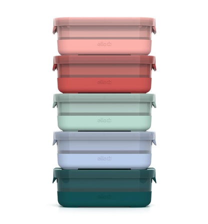 Ello Plastic 3.7 Cup Meal Prep Set 10 Pc, 5 Pack Set - BPA Free Plastic Food Storage Container with Silicone Boot and Airtight Lids, Dishwasher, Microwave, and Freezer Safe, Melon