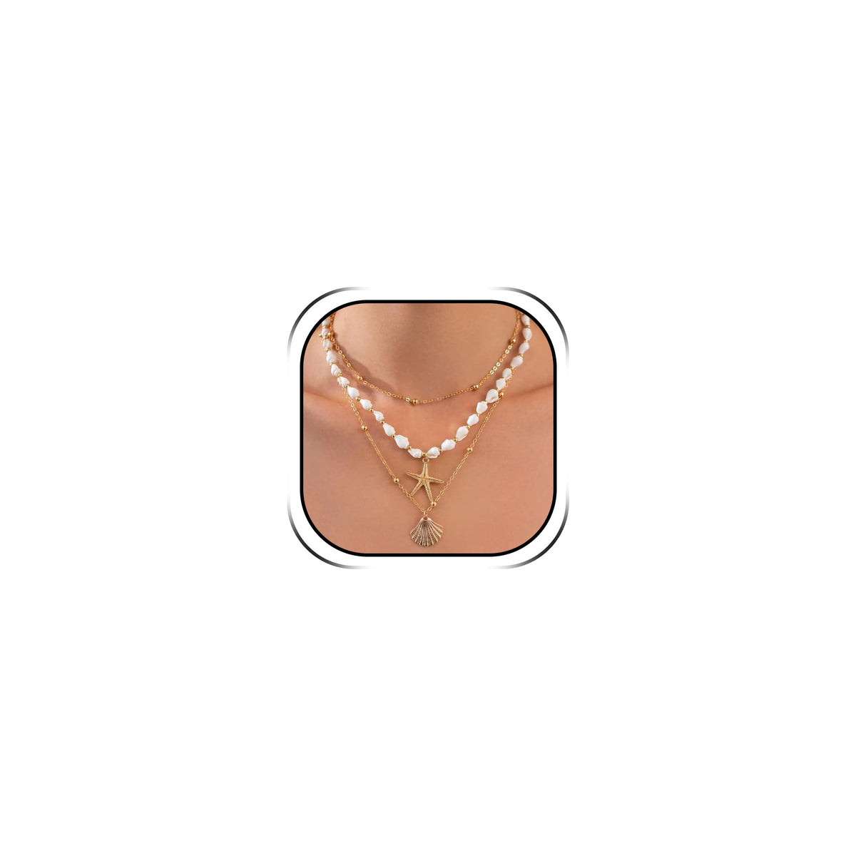 Your Always Charm Bohemian Shell Starfish Necklace for Women, Gold Layered Beach Jewelry, Coastal Vacation Outfits Accessories Cute Summer Dresses Trendy 2026