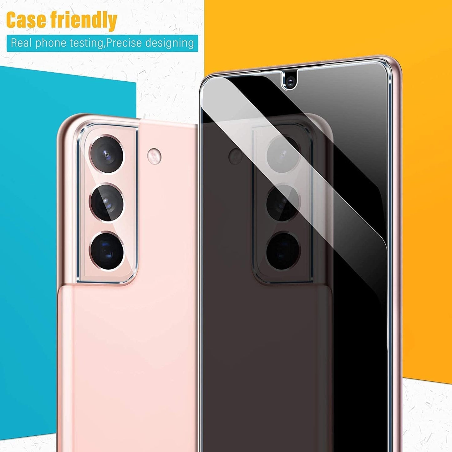 UniqueMe [2+3 Pack Compatible with Samsung Galaxy S21 5G - 6.2 inch Tempered Glass + Camera Lens Protector Screen Protector with Easy Installation Frame[9H Hardness]