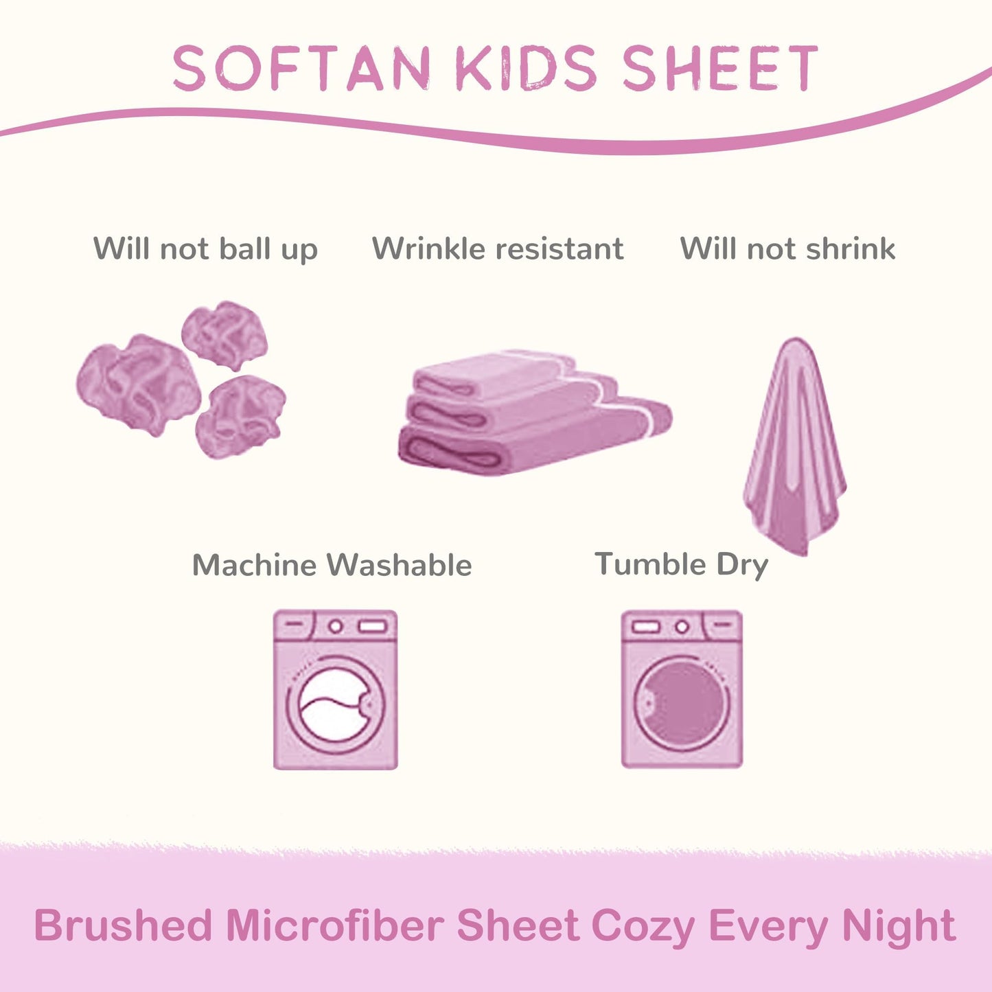 Softan Kids Bed Sheet Set, Girls Full Size Kids Sheets, Microfiber Fitted Sheet and Pillowcase, Breathable and Silky Soft, 4 Piece Colourful Bowknot Printed Full Bed Sheet