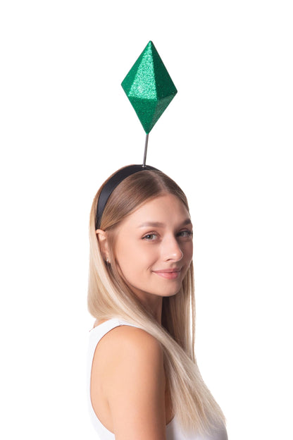 Cosplaya Diamond Shape Costume for Women Mens Headband Adult Hat Headpiece Green Halloween Cosplay Accessories