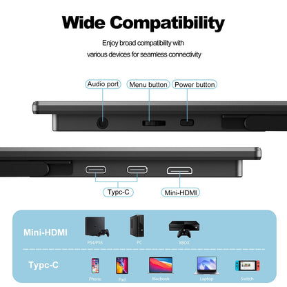 InnoView Portable Monitor 18.5 inch 100HZ 120% sRGB, 1080P FHD IPS Large Portable Monitors for Laptop USB C HDMI HDR Travel Monitor with Kickstand Mac PC Xbox PS4/5 Switch