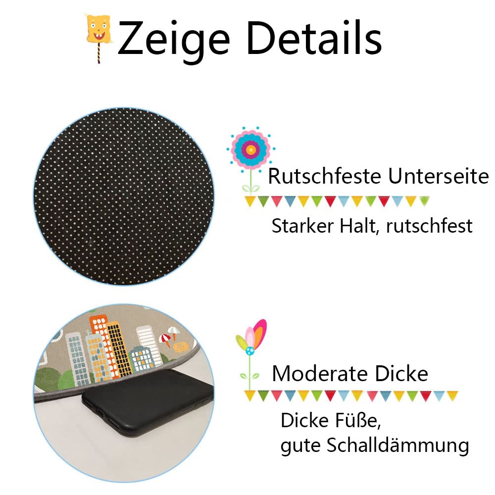 TYKTZXY Kid Rug Playmat for Toy Cars, Play Area Carpet with Rubber Backing, for Children Bedroom Play Room 120cm×160cm(3'11"×5'3")