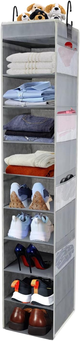 Large-Sized Hanging Shoe Organizer 10-Shelf, Sturdy Hanging Closet Organizer