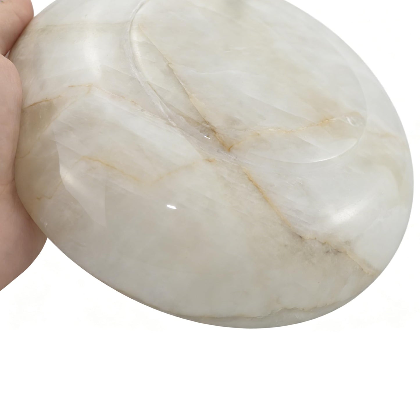 YeasHome Calcite Stone Bowl, D20 Natural Crystal Bowl for Decor - Hand Carved Decorative Bowl for Centerpiece, Coffee Table, Yoga Meditation, Gift Idea (Marbled Pattern)