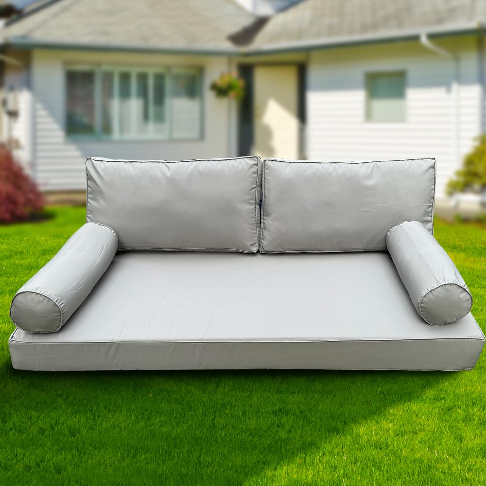 YAQSFGRZ Outdoor Daybed Cushion Cover Twin,Daybed Mattress Bolster Pillow Fitted Sheet Cover,Twin Size Outdoor Daybed Cushion Cover（Cover ONLY Size 6" D x 75" W x 39" H, Earth Yellow