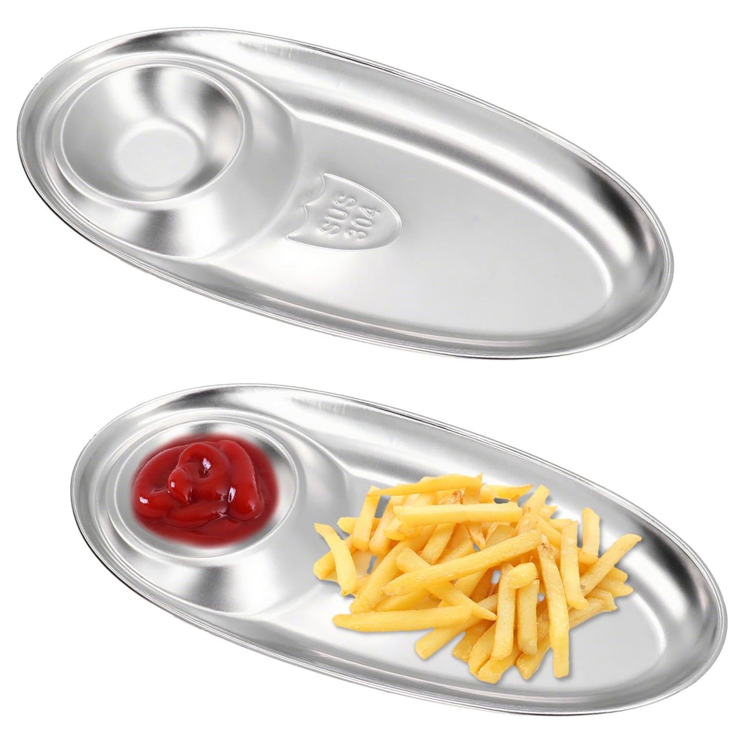 Hapivida 2Pcs Chip and Dip Serving Platter Set, Divided Snack Plates Set Sushi Plates with Sauce Section for Party Appetizer Salad Snack Veggies Fruit Taco