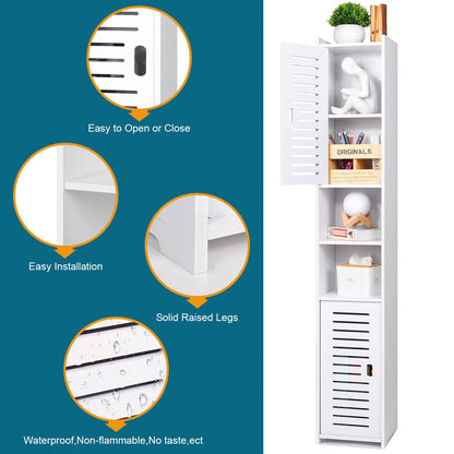 AIIKTOTA BBathroom Storage Cabinet, Floor Standing Display Cabinet, Home Storage Furniture Organizer Unit for Office Living Room Kitchen Entryway, White