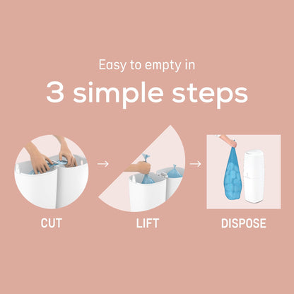 Angelcare Classic XL Nappy Bin - holds up to 70 nappies – simple no twist refills – for less film use – get more nappies per cassette and save! Includes 1 octo refill cassette